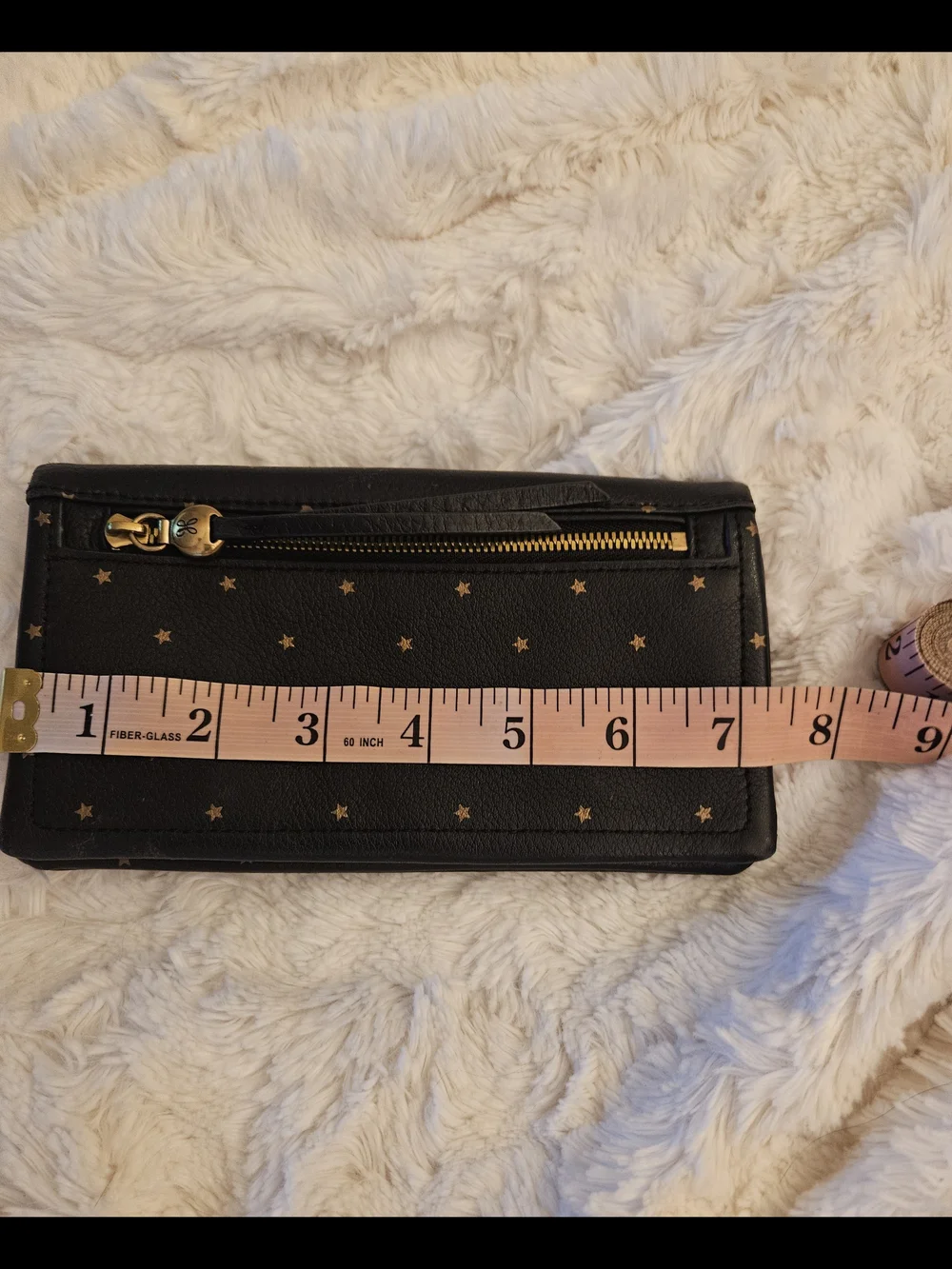 HOBO☆Black Star-Print Leather Wallet with Gold Zip